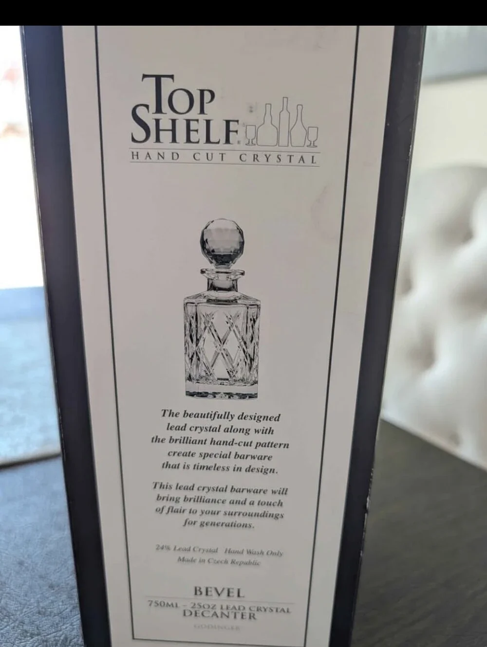 Top Shelf Hand Cut Crystal Decanter - Clear Crystal